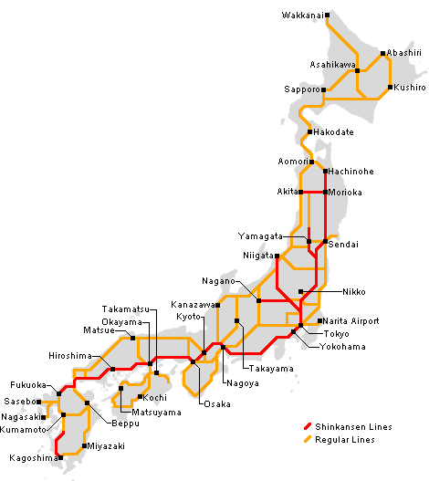 japan map. Japan Rail Map - Airport Guide