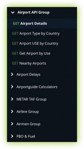 Listing of Airport Guide API Endpoints