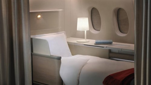 Bed in Air France’s La Première class.