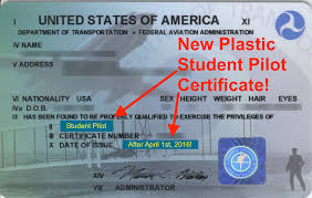 Student pilot certificate