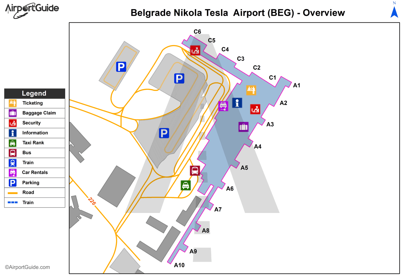 Belgrade - Subotica (BEG) Airport Terminal Map - Overview