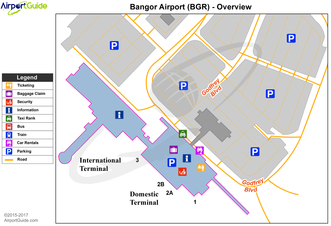 Bangor - Stephen A Bean Municipal (BGR) Airport Terminal Map - Overview