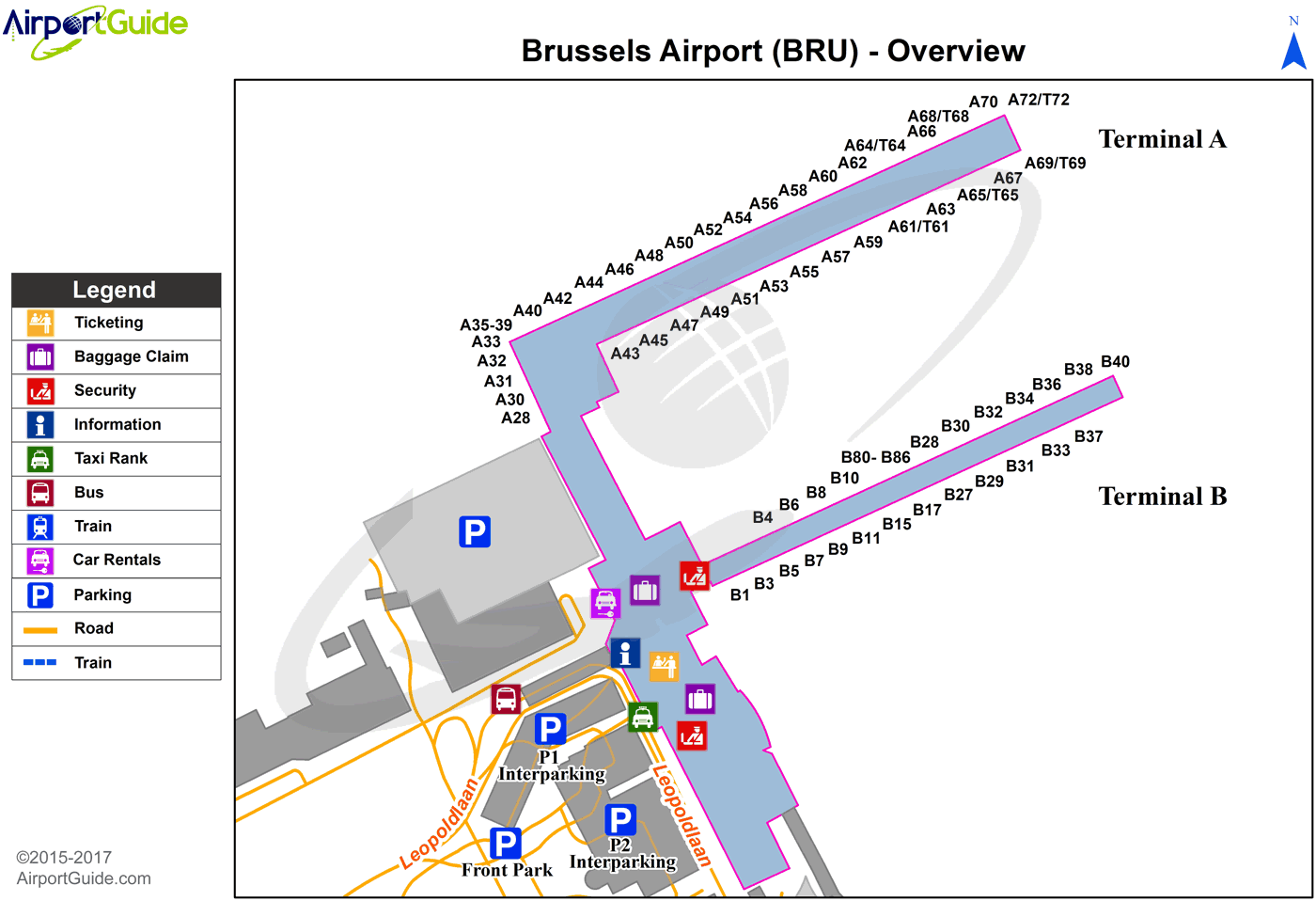 Brussels - Rotterdam (BRU) Airport Terminal Map - Overview