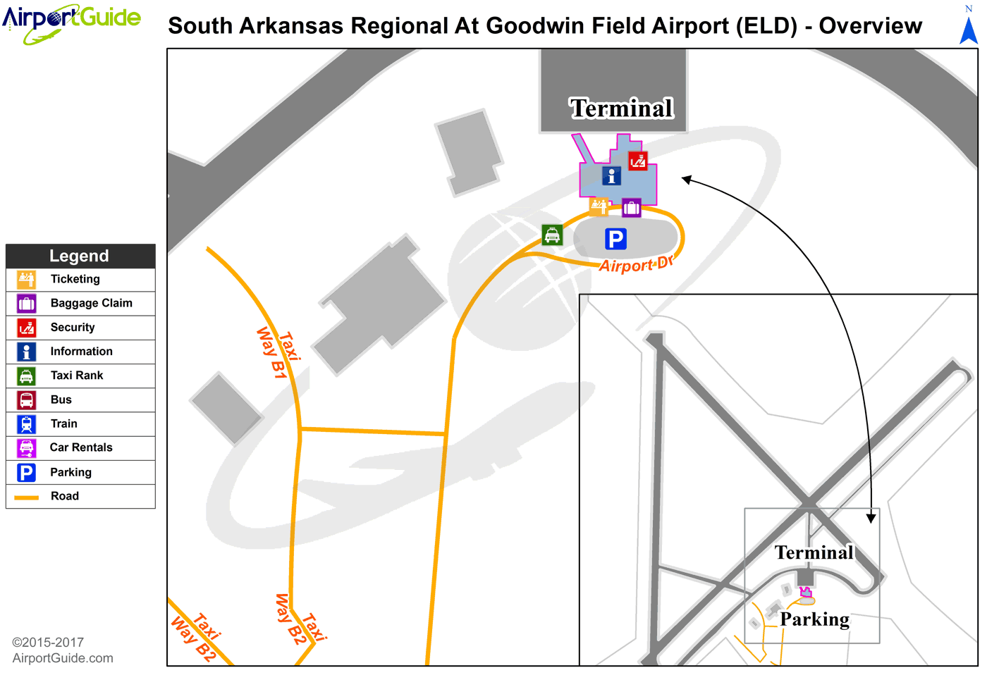 El Dorado - South Arkansas Regional At Goodwin Field (ELD) Airport Terminal Map - Overview