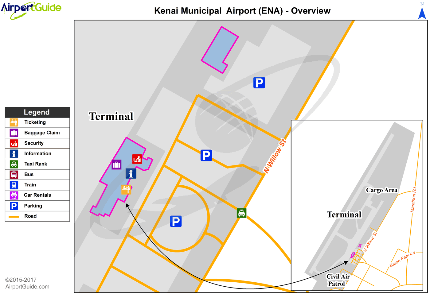 Kenai - Warren 'Bud' Woods Palmer Municipal (ENA) Airport Terminal Map - Overview