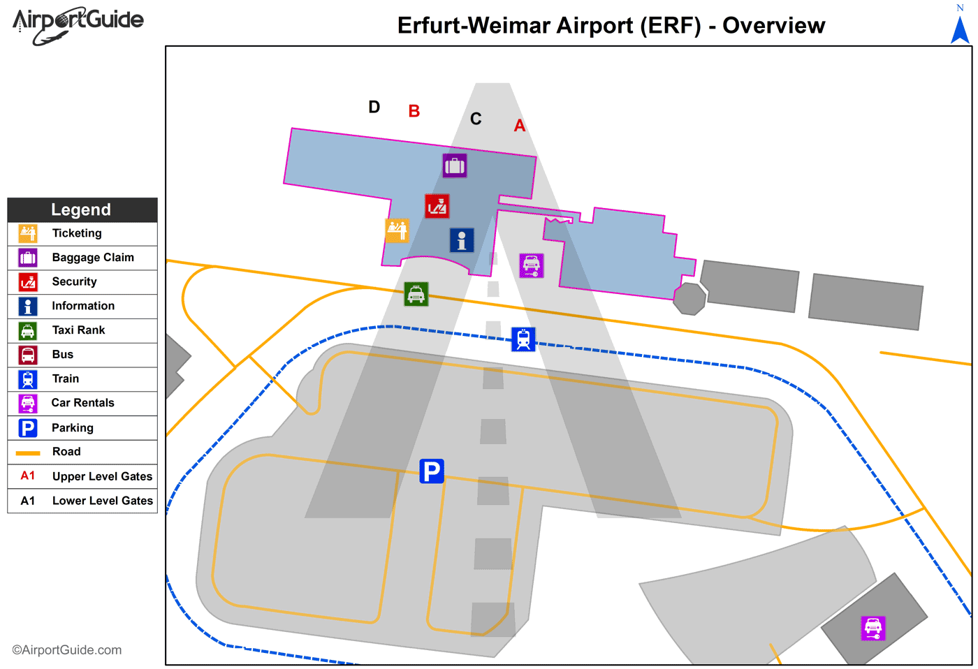 Erfurt - Erfurt-Weimar (ERF) Airport Terminal Map - Overview