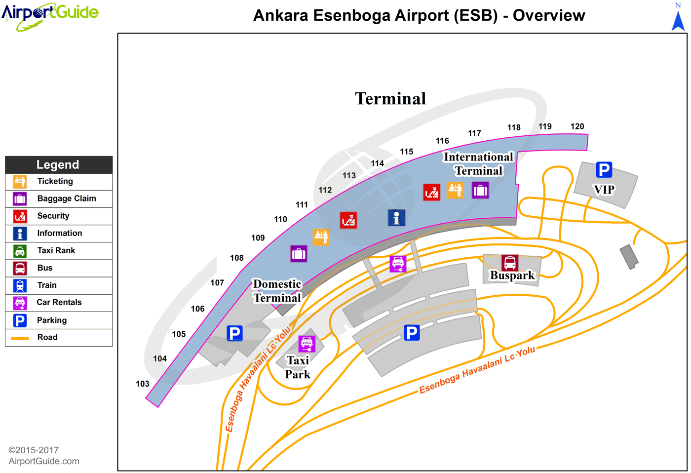 Ankara - Esenboğa International (ESB) Airport Terminal Map - Overview