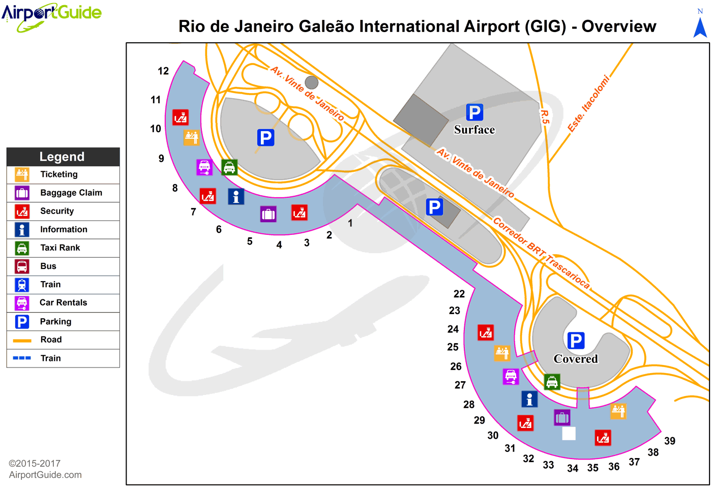 Rio de Janeiro - Galeão - Antônio Carlos Jobim International (GIG) Airport Terminal Map - Overview