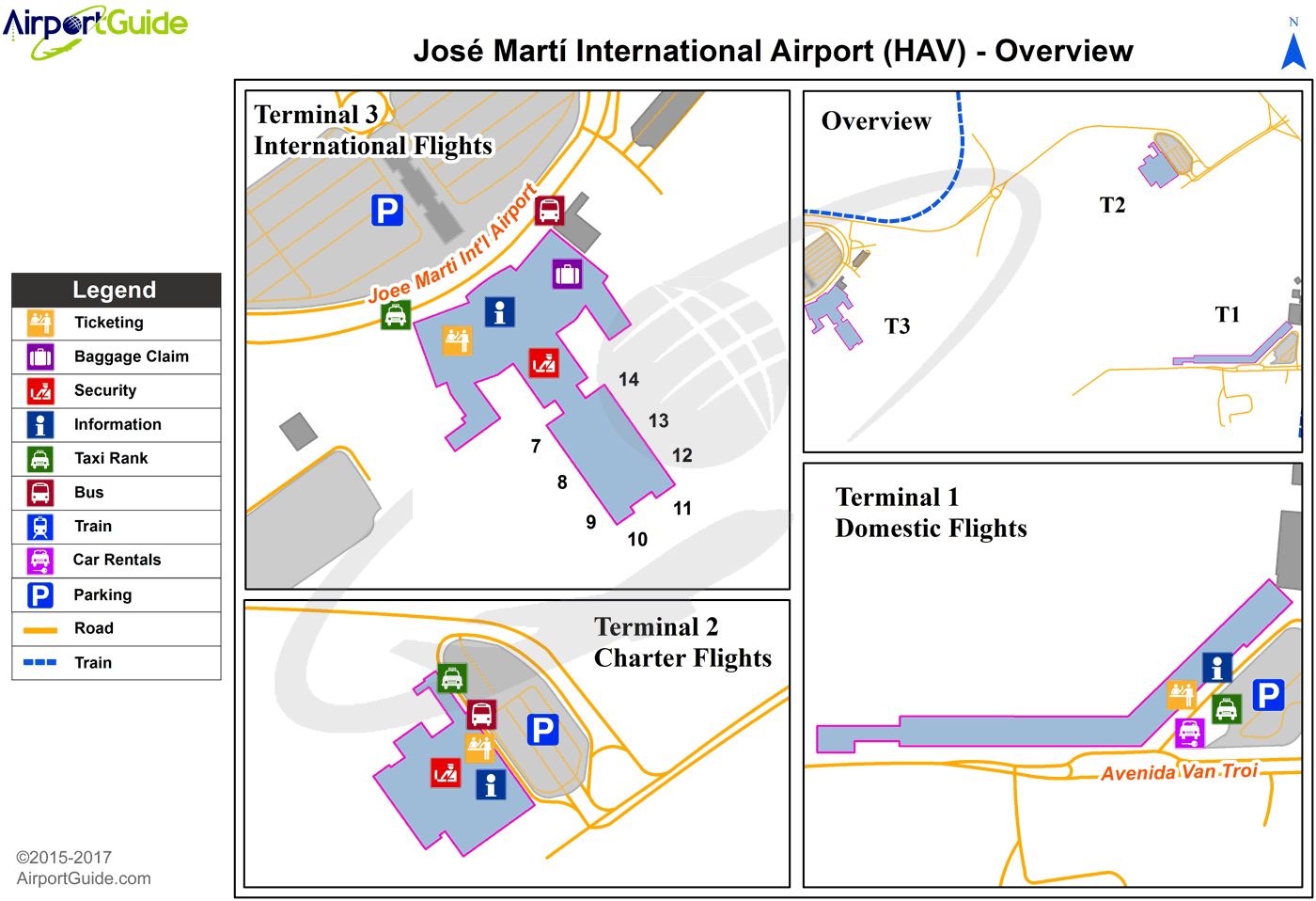 Havana - José Martí International (HAV) Airport Terminal Map - Overview