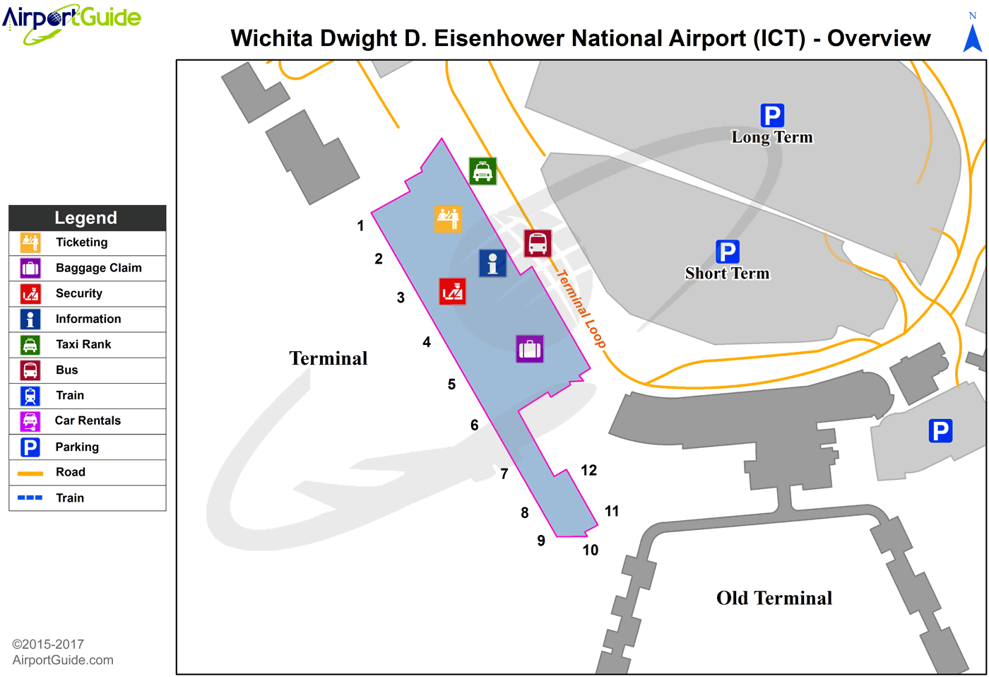 Wichita - Lyons-Rice County Municipal (ICT) Airport Terminal Map - Overview