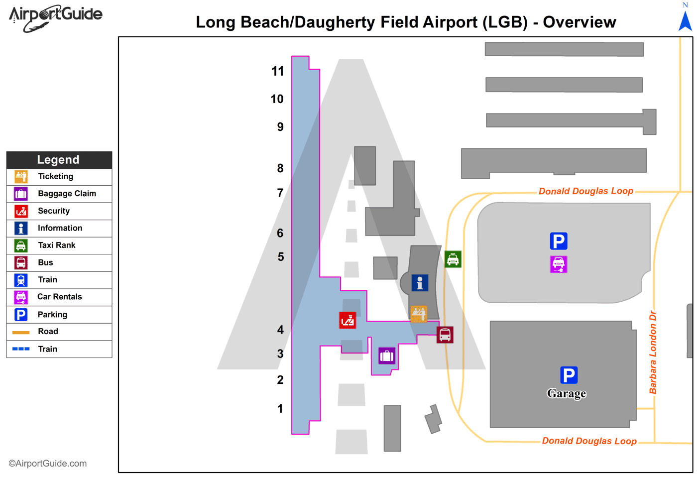 Long Beach - Camarillo (LGB) Airport Terminal Map - Overview