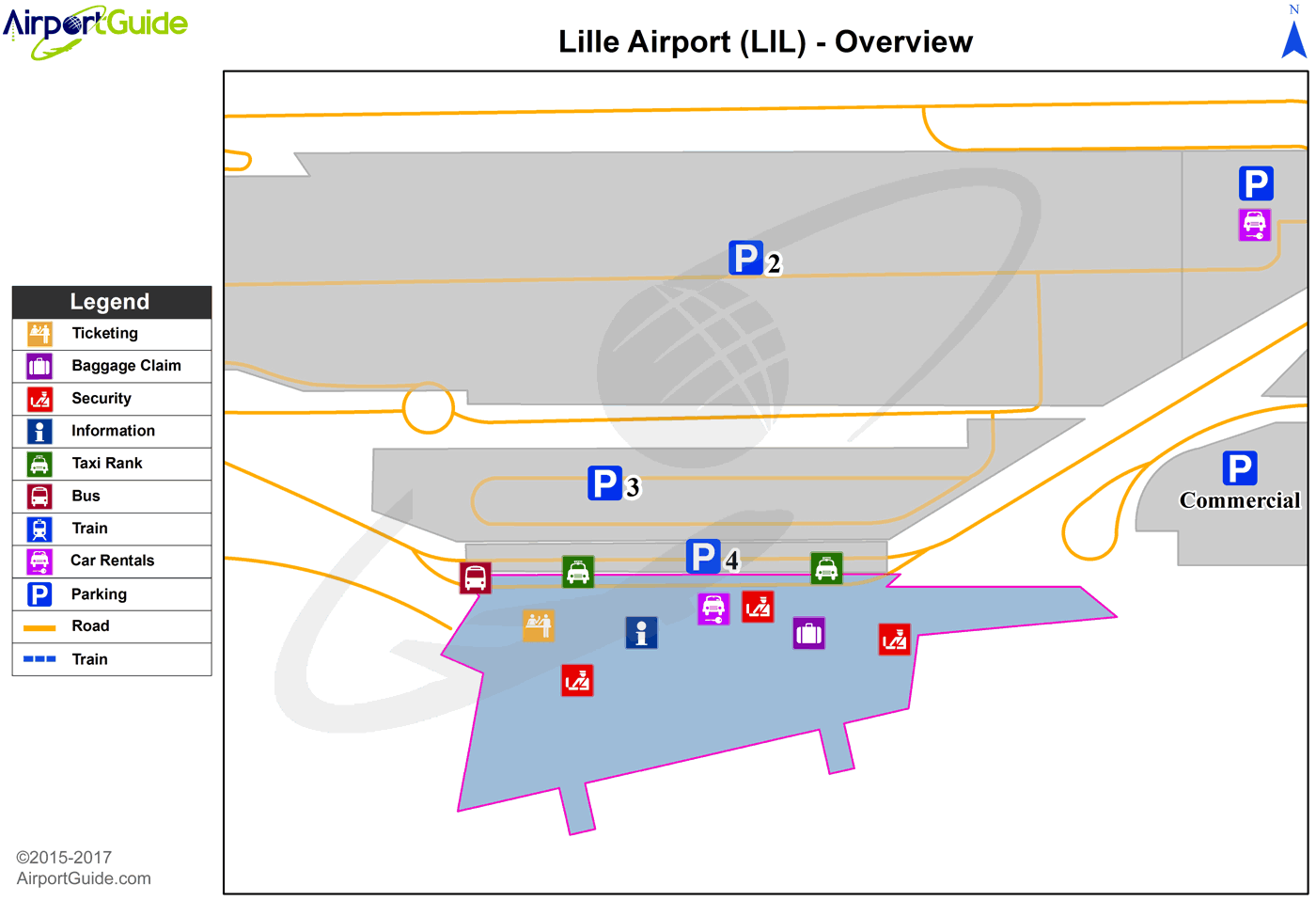 Lille/Lesquin - Rotterdam (LIL) Airport Terminal Map - Overview