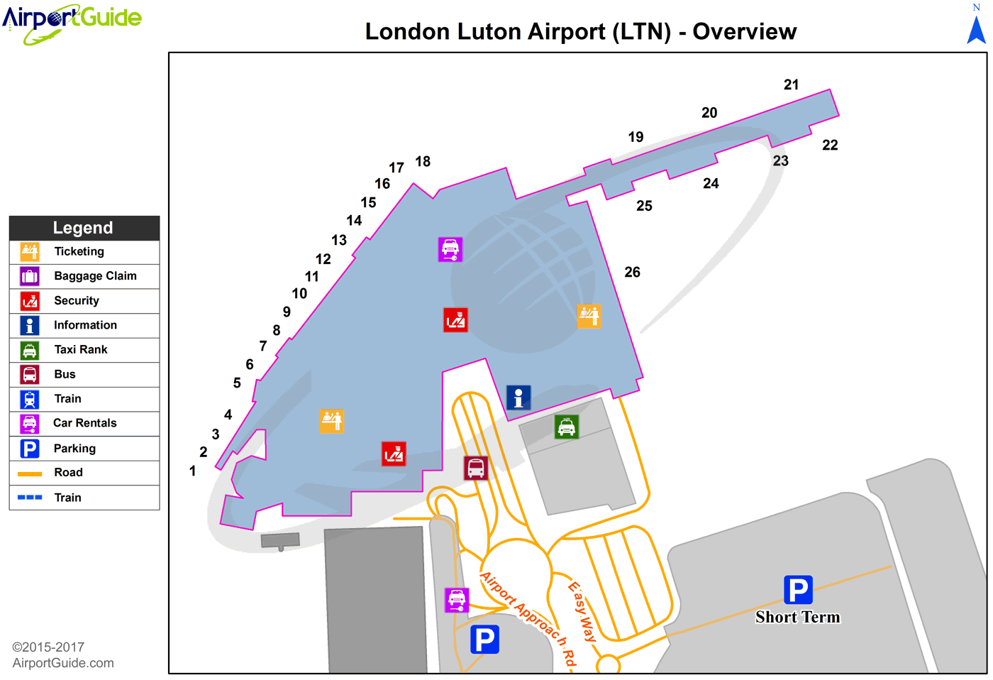 London - Bicester Airfield (LTN) Airport Terminal Map - Overview