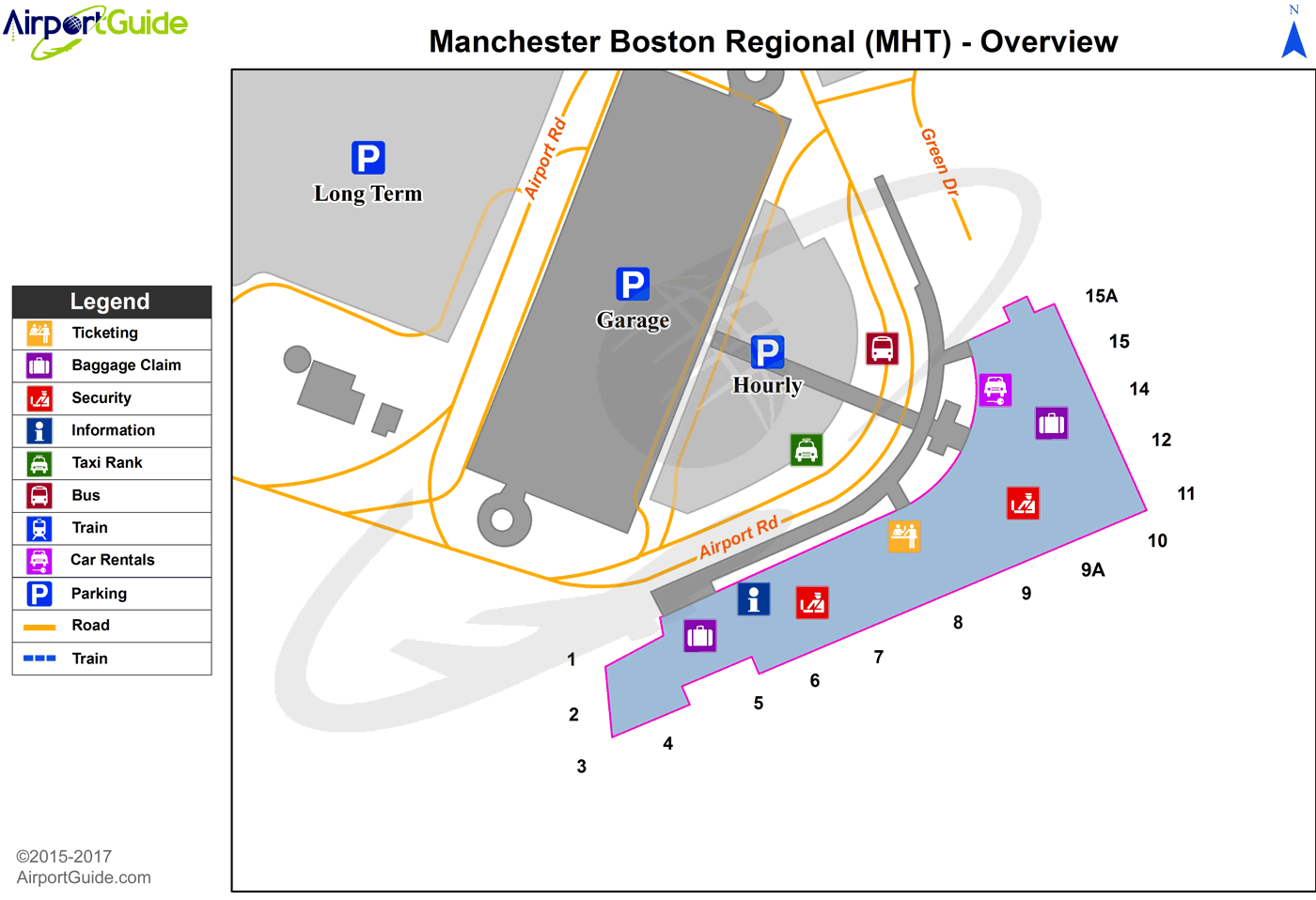 Manchester - Claremont Municipal (MHT) Airport Terminal Map - Overview