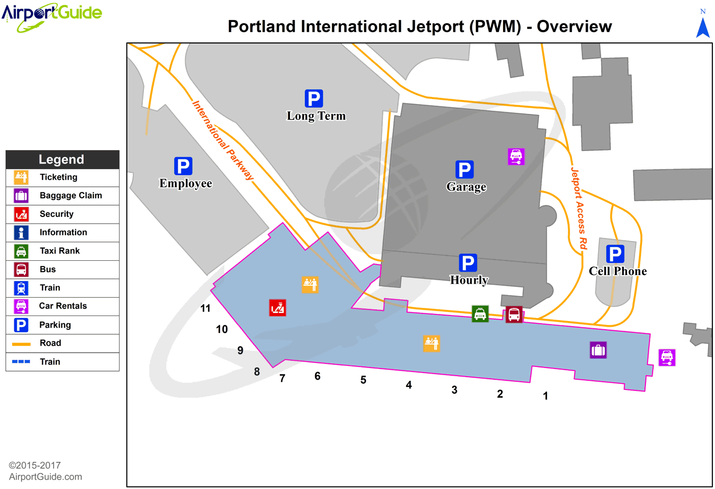Portland - Mount Washington Regional (PWM) Airport Terminal Map - Overview