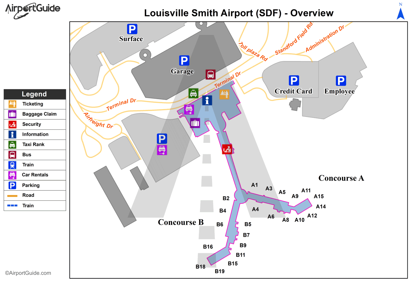 Louisville - Ohio County (SDF) Airport Terminal Map - Overview